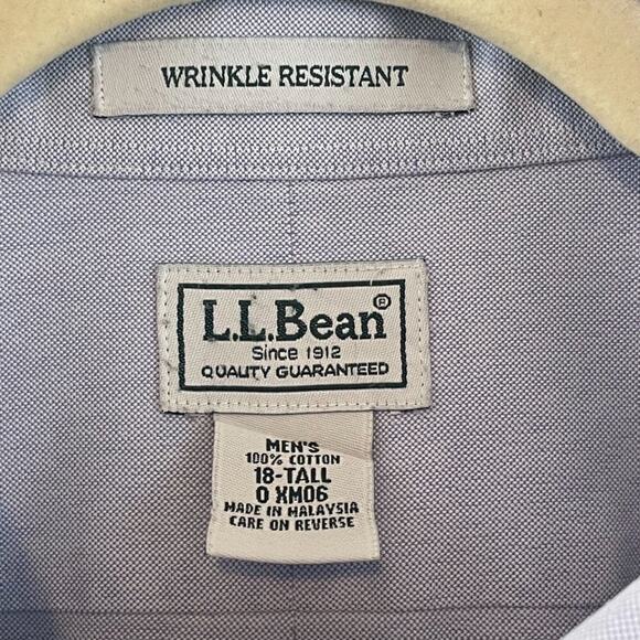 L.L. Bean Blue Wrinkle Resistant Button-Down Shirt Size XXL (18 Tall) - Picture 5 of 10